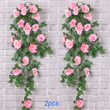 Conjunto de 2 Buquês de Flores Artificiais Rosa, Rosas de Plástico Resistentes à Ferrugem para Decoração de Varanda, Pátio e Jardim –