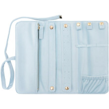 Organizzatore di gioielli da viaggio arrotolabile in velluto, borsa portagioie pieghevole di grande capacità per collane, bracciali, orecchini e