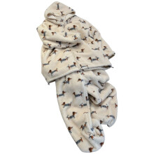 Set pigiama da donna in morbido pile con stampa bassotto, 2 pezzi