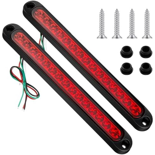 Μπάρα πίσω φώτων τρέιλερ 10 ιντσών 15-LED κόκκινο κάλυμμα 2 τεμ.