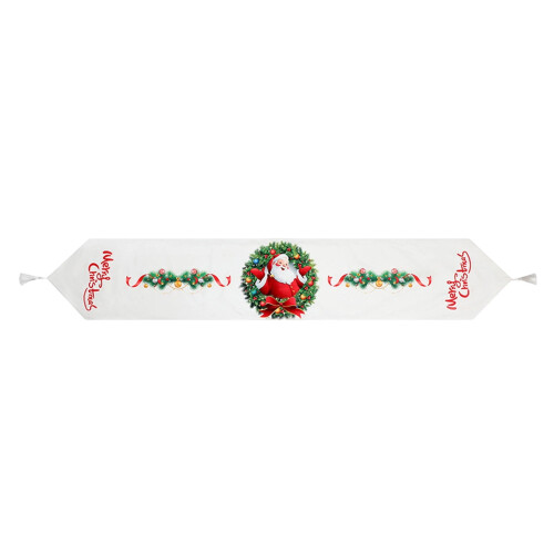 Chemin de table de Noël, imprimé numérique, pompons doux