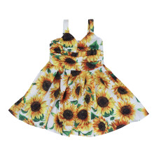 Lässiges Kinderkleid mit Rüschenärmeln für den Sommer, Vintage-Blumenkleid für Kleinkinder mit Schlupfverschluss, atmungsaktives Partykleid,