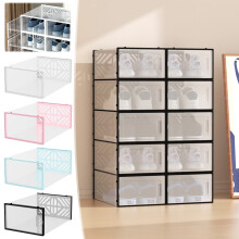 Transparent Plastic Shoe Box with Side Opening – Compatible with Standard Shoe Sizes, Space-Saving Storage for Closets & Entryways