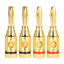 Open Screw Banana Plugs For Speaker Wires Gold Plated Corrosion Resistant Accepts12To18AWG Speaker Cables Secure Positive Contact Bare Wire