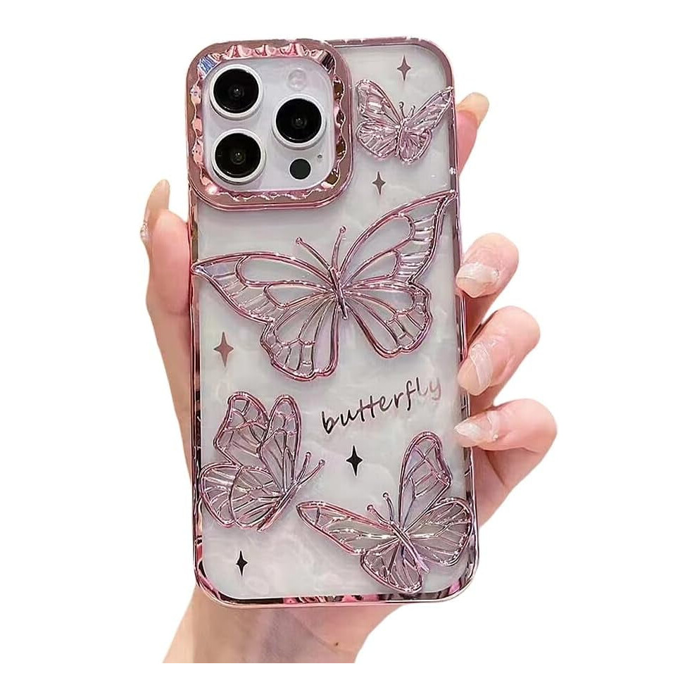Iphone 15 Pro Max Butterfly Case Electroplated Pink 9023022222213