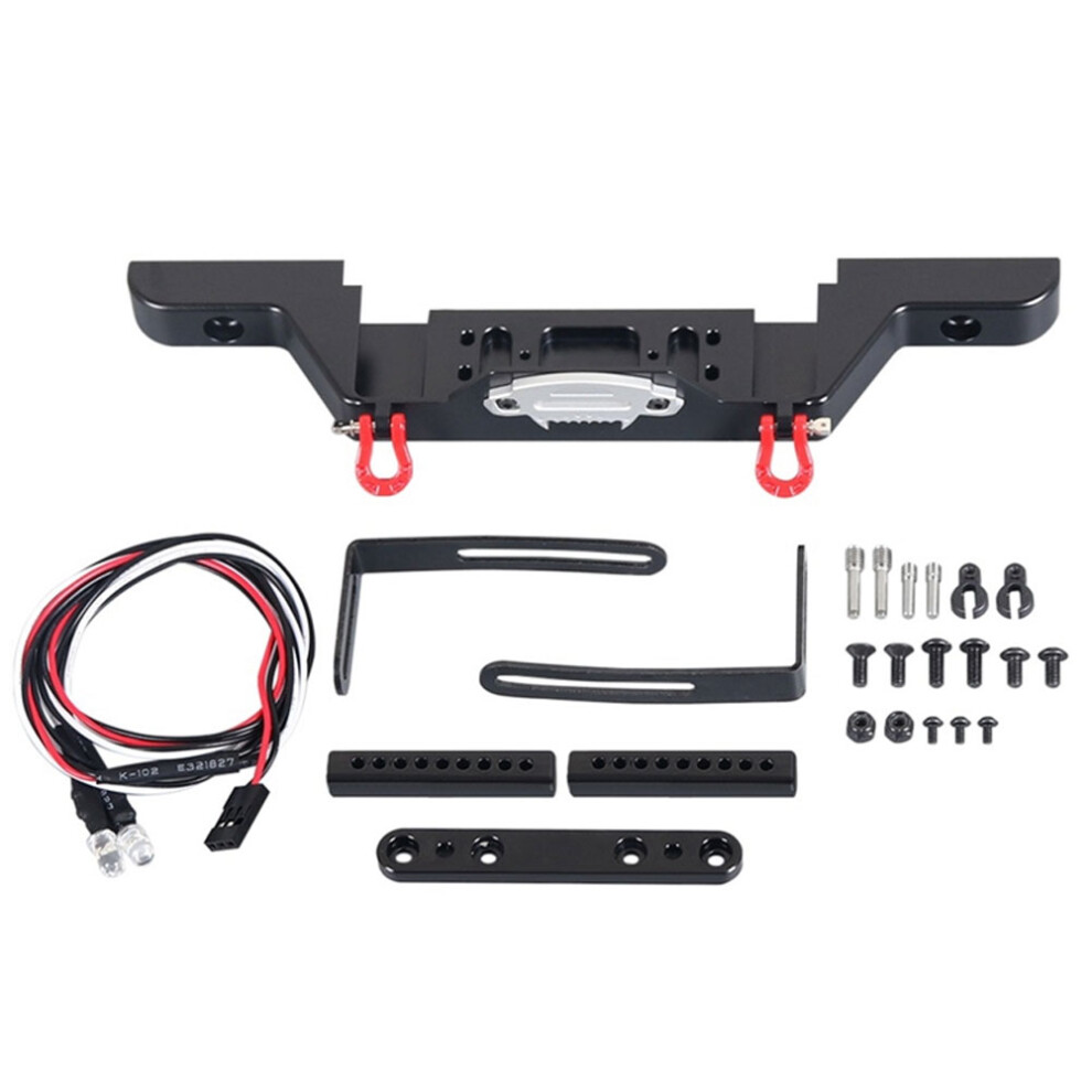 Anti Collision Led Metal Front Bumper For Rc Crawler Car Upgrade, Winch Compatible Aluminum Alloy Protective Bar With Shackles, Durable Rc Light 9180479806639