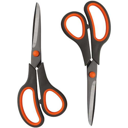 8" Scissors 2-Pack, Ultra Sharp Titanium Blades, Comfort-Grip Handles, Sturdy & Compatible with Sharp Scissors for Office
