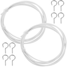 FRCOLOR shower curtain wire cable 2 Sets Curtain Wire Plastic Coated Window Curtain Wire with Screw Eyes and Hooks,5.71"X5.71"X0.39"