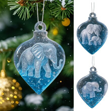 Christmas Tree Ornament Gradient Blue Elephant Pendant