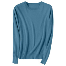 Damen-Baumwollpullover, langärmelig, Rundhalsausschnitt, einfarbig