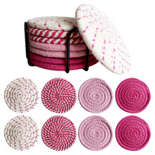 Drink Mats, Coffee Cup Mats, Table Mats, Linen Material, for Furniture Protection, Bohemian Style Coasters | E