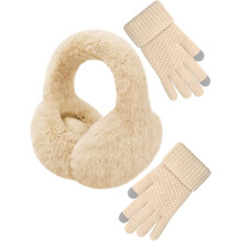 Fashion Winter Ear Muffs Gloves for Women Foldable Warm Earmuffs Faux Fur Fluffy Warmers Covers Headband Cold Weather