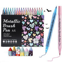 36-Color Metallic Paint Markers, Dual-Tip Nail Art Pens Set for Manicure, Graffiti & Dotting – Compatible with All Nail Art Tools