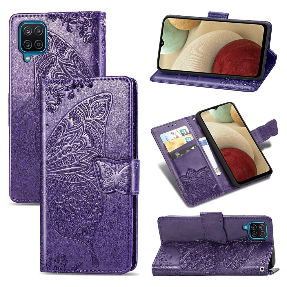 Compatible With Samsung Galaxy A42 5G Wallet Case Â Butterfly Leather Flip Folio With Kickstand, Magnetic Closure & Card Holder Purple 9399596183145
