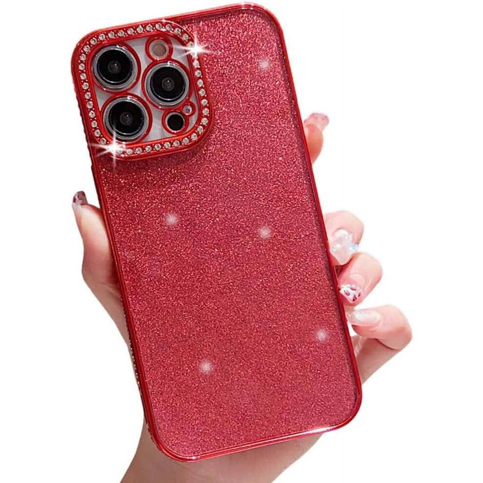 Iphone 14 Pro Crystal Rhinestone Shockproof Case Red 902370112874