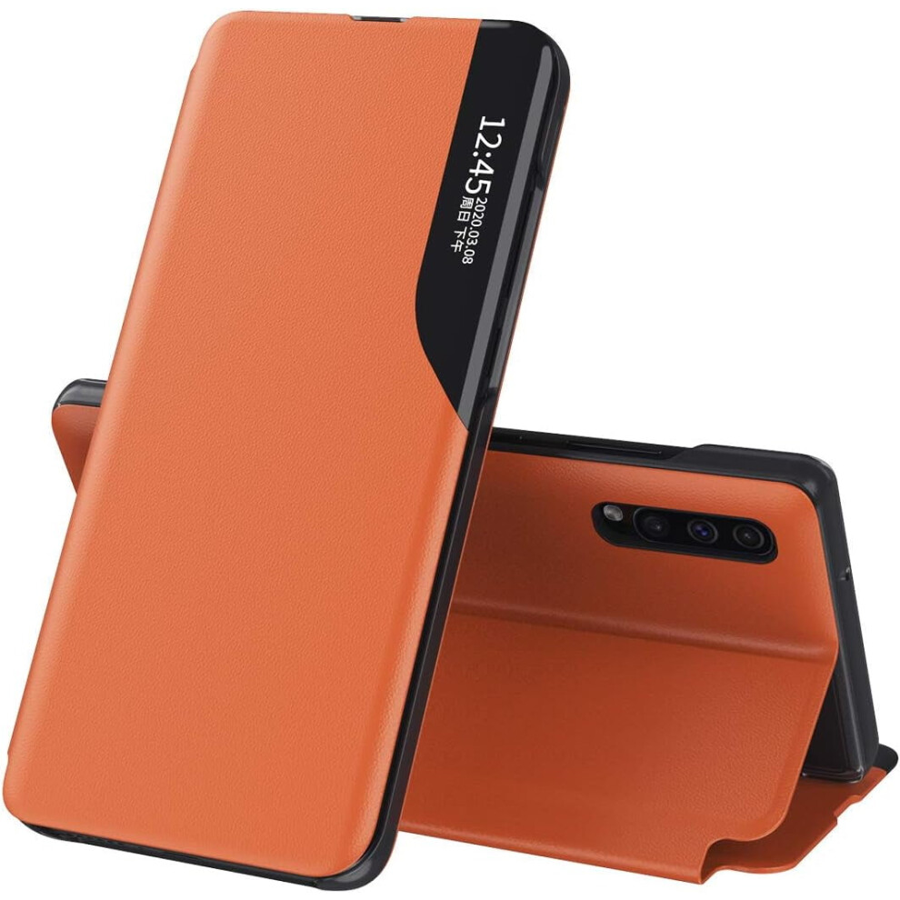 Clear View Leather Case With Kickstand & Magnet For Compatible With Samsung Galaxy A10 Â Shockproof, Orange 9085618855731