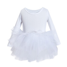 Girls Dance Dress Performance Tutu Skirt Long Sleeve Round Neck Chiffon Ballet Outfit For Ages 3 10 Spring Summer Recital
