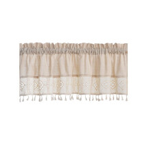Miaomiaoke Kitchen Short Curtains 5218", Modern Farmhouse French Country Cotton Linen Tier with Tassels, Compatible with