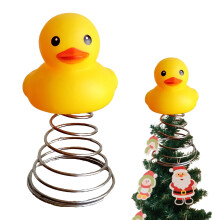Christmas Duck Tree Topper Yellow Duck Figurine with Spring Xmas Tree Top Decoration for Indoor Outdoor Holiday Party Decor