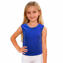 AWZXDE Toddler Girls Sequin Applique Sleeveless Tank Top For Party Performance Casual Tee And Toddlers Clothes Apparel Blue,160