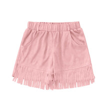AWZXDE Girls Denim Shorts For Girls And Fringe Vest Bohemian Western Outfit Casual Summer Festival Wear Age 5 14 Pink,11-12 Years