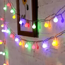 118.11" LED Frosted White Ball String Lights, Battery Powered (Batteries Not Included), for Christmas Tree, Home & Party Decor, Compatible with AA
