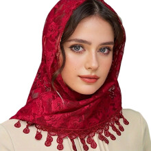 Mass Mantilla Veils for Women Catholic Church Lace Shawl Headcovering Tassels Tulle Flower Head Scarf for Everyday Wear