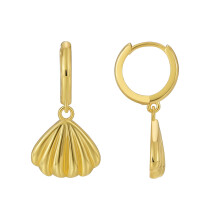 Dainty Beautiful Shell Charms Hoop Drop Earrings Gold-plated Earrings Coastal Beach Jewelry For Summer