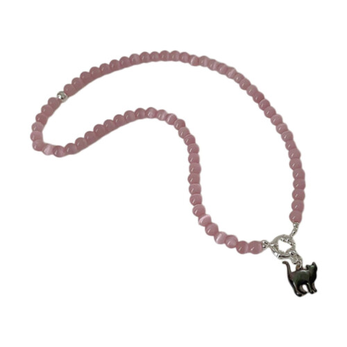 Rosa kattungehalsband med kattögonsten