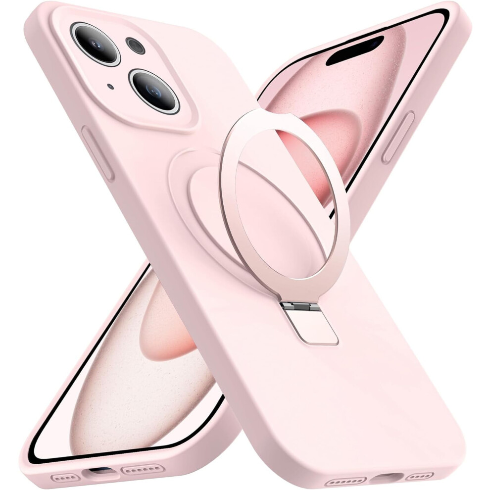 Magsafe-Compatible Iphone 15 Plus Case Â Military-Grade Shockproof Liquid Silicone With Invisible Magnetic Stand, 6.7'' Pink 9085618858213