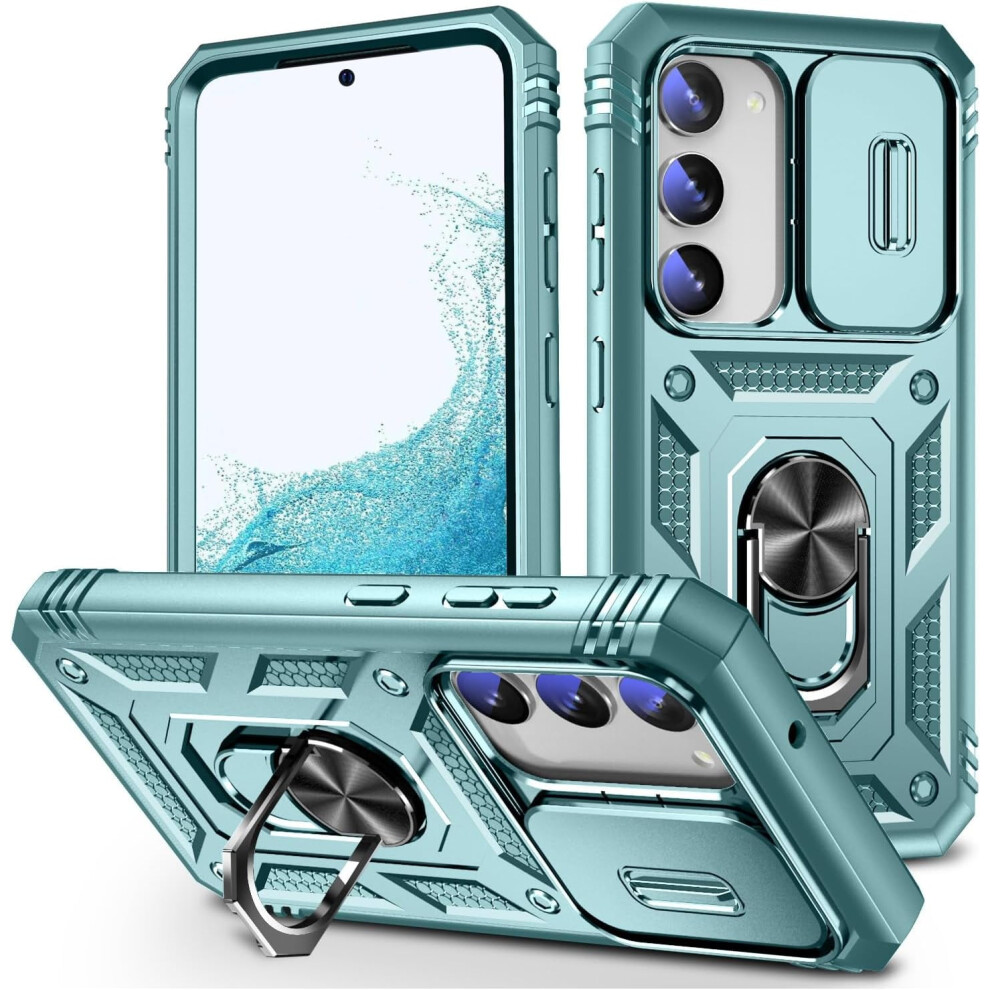 Military Grade Magnetic Phone Case For Samsung Galaxy A06 Â Dual-Layer, Shockproof, Built-In Kickstand & Metal Ring Car Holder (Green) Green 9085618422452