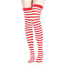 Halloween Colorful Striped Thigh High Long Socks Witch Sock for Women Girls Over the Knee Stockings Role Play Hosiery