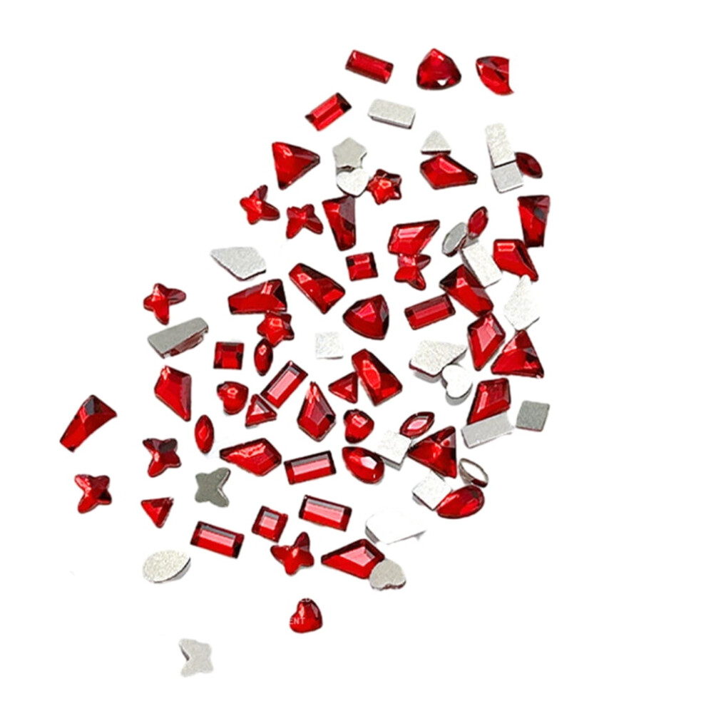 100Pcs Mixed Glass Crystal Hybrid Rhinestones Nail Art Decorations Drop Rhombus Flatback Stones 3D Gems