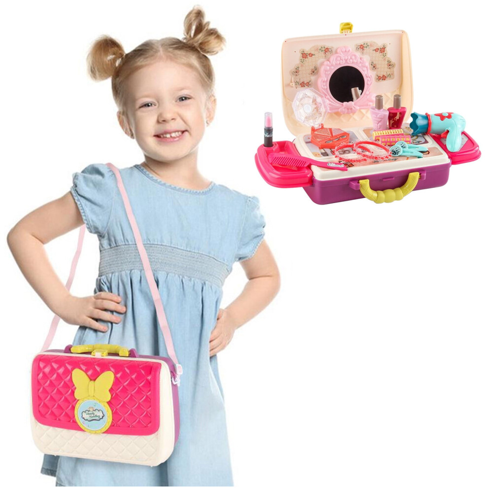 Kids Pretend Makeup Set with Cosmetic Case & Travel Backpack â Safe ABS Plastic Role-Play Toy, Fun Gift for Girls (Compatible with pretend play)