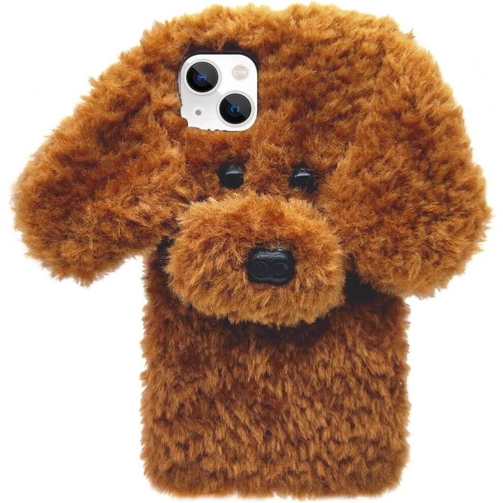 Compatible With Iphone 13 Mini Â Cute Plush Furry Dog Kawaii Case, Soft Tpu Shockproof Cover For Women & Girls, Brown 9085618857896