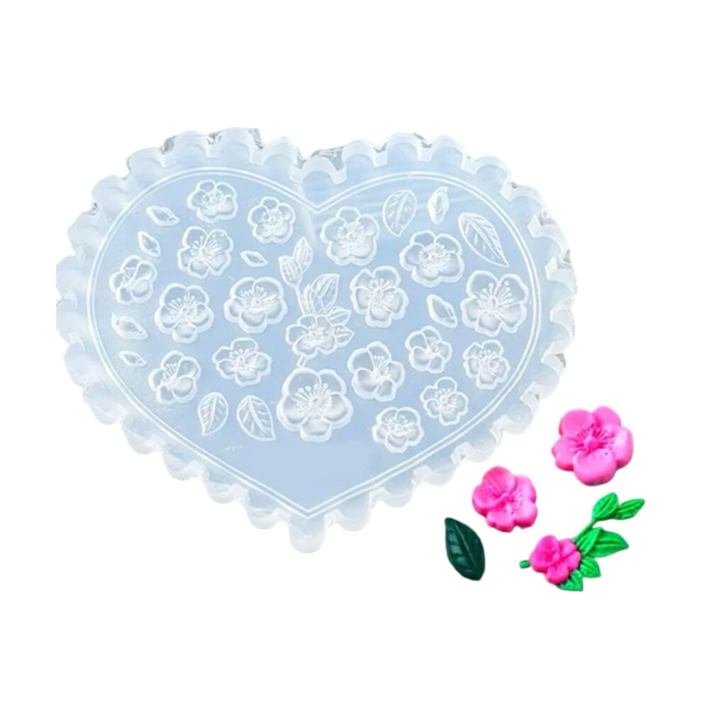 Heart Shaped Silicone Molds For 3D Gel Nail Art Cherries Blossom Flower Design Reusable DIY Nail Charm Accessories