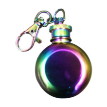 Portable 304 Stainless Steel Leak-Proof Tour Flask with Keychain – Travel Wine Bottle, Small Round Snuff Bottle, White Wine Design, Great Gift