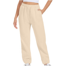 Meresysid damesbroek met elastische vetersluiting, effen kleur, sportief en casual, kaki