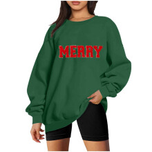 Merry Sweatshirt for Women Fleece Crew Neck Oversized