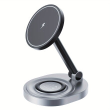 Foldable 2-in-1 15W Magnetic Wireless Charger Stand – Compatible with iPhone 15/14/13/12 Series & Magnetic Charging Station