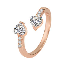 Heart-shaped zirconia ring for women, open design, 1 piece