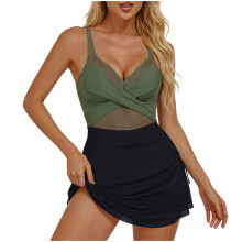 Damen-Einteiler aus Mesh mit Twist-Detail vorne und am Bauch