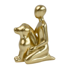Man Dog Sculpture Heartwarming Memorial Resin Craft for Home Display Desk Decoration and Sympathy Gift