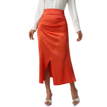 Gonna midi da donna in raso di seta, vita alta elasticizzata, spacco a coda di pesce, elegante, per feste, ufficio e occasioni casual 2026
