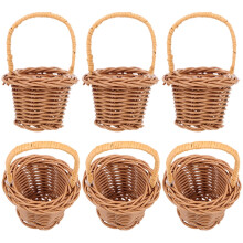 6Pcs Decorative Mini Basket for Wedding Favor Rattan Material 3.15X2X2In