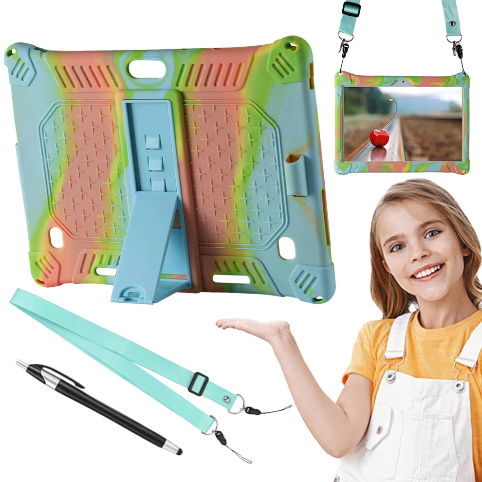 10.1" Tablet Case With Stand & Stylus Â Shockproof Silicone Cover, Adjustable Kickstand, Capacitive Pen & Lanyard, Compatible With Android 9485826572145