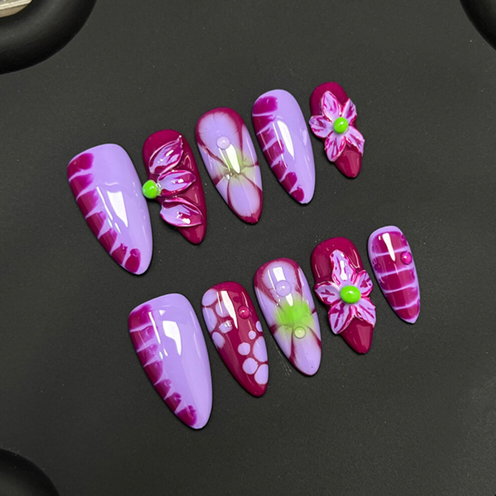 Penghui-Toys Mauve (S) 10Pcs Glossy Press On Nails Natural Unbreakable Nail Simple Wear For Shopping Traveling Dating