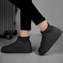 (Black, L) Waterproof Shoe Cover, Non-Slip, Size 26-46
