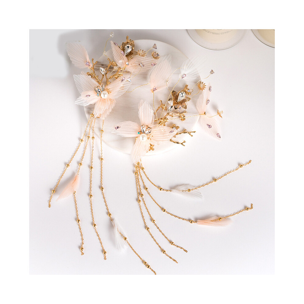 Roc-Electron Pink (Pink) Bridal Pearl Hairpin Wedding Hair Comb