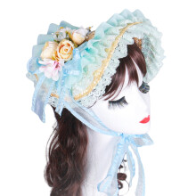 Victoriaanse kanten strohoed met ruches en rozenbloem voor dames, perfect voor cocktailparty's en cosplay-evenementen.